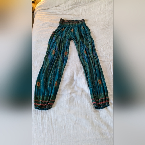 Harem Pants Pants - Bohemian Peacock Print Pants